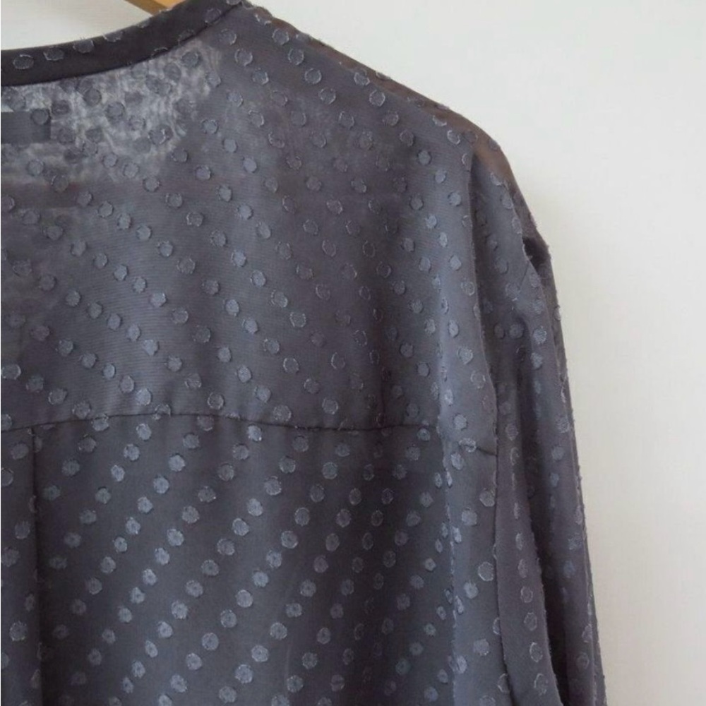 Madewell button up Blouse Long Sleeves Gray Ice Leaf Blouse Top Sheer S #39 - Picture 3 of 6